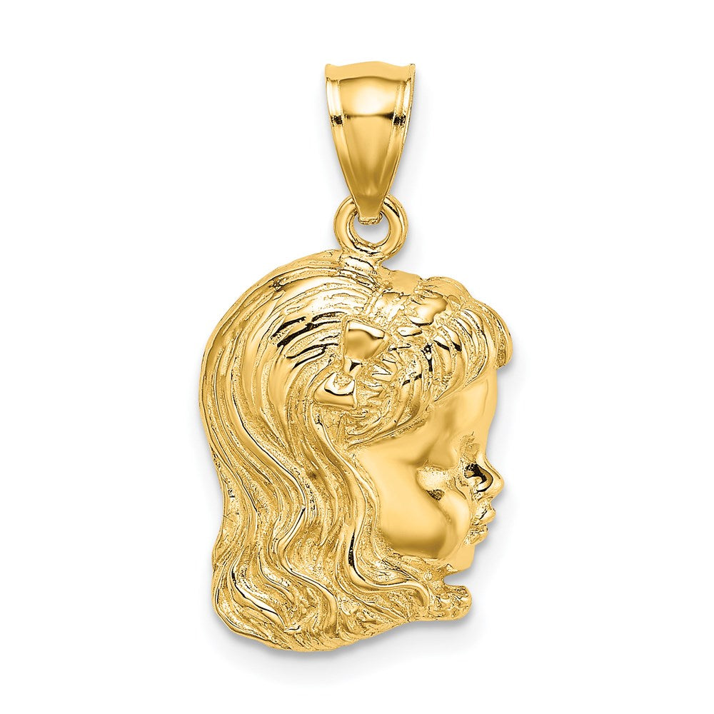 14K Gelbgold Mädchenkopf-Charm