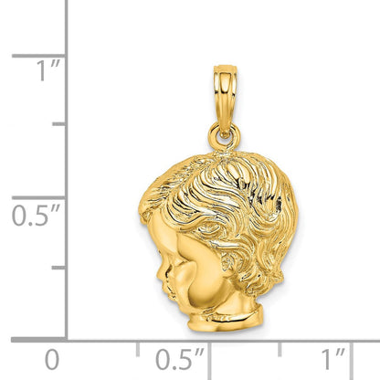 14K Gelbgold Jungenkopf-Charm