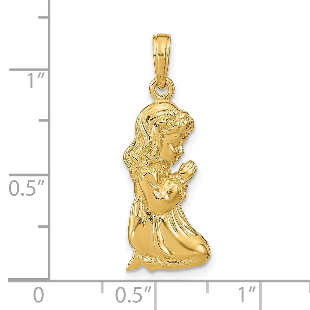 14K Gelbgold Anhänger Betendes Mädchen