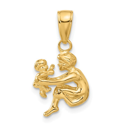14K Gelbgold Anhänger „Mutter hält Kind“