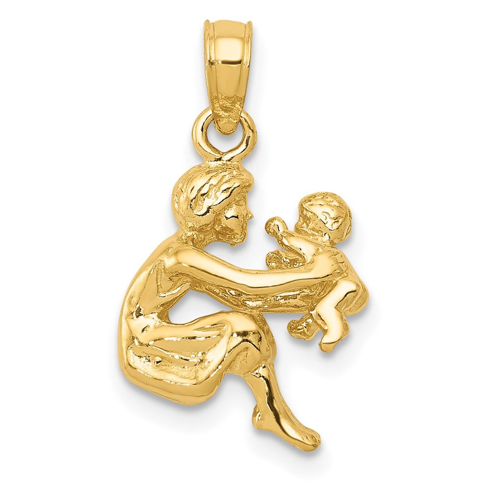 14K Gelbgold Anhänger „Mutter hält Kind“