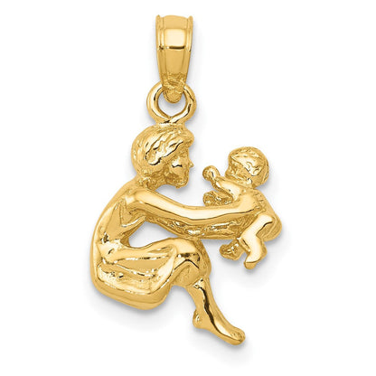 14K Gelbgold Anhänger „Mutter hält Kind“