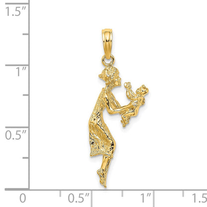 14K Gelbgold Mutter-und-Kind-Charm