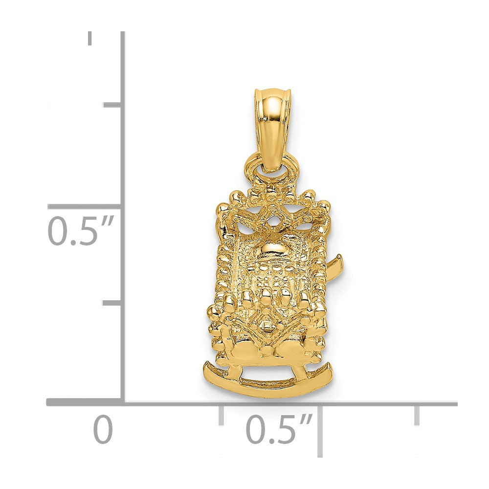 14K Gelbgold 3D-Babywiege-Charm