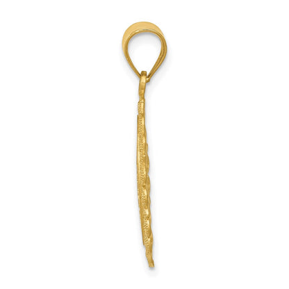 14K Gelbgold massiver satinierter, polierter Skorpion-Sternzeichen-Anhänger oval