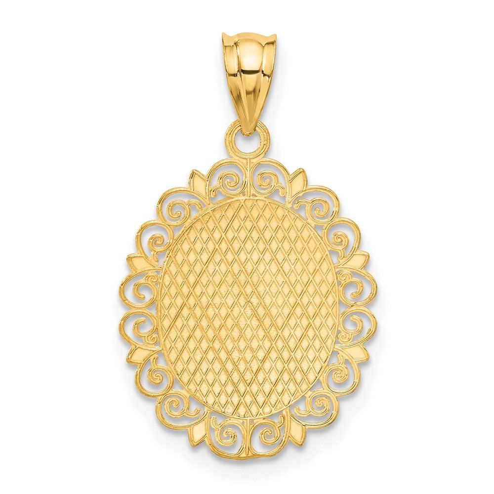 14K Gelbgold massiver satinierter, polierter Skorpion-Sternzeichen-Anhänger oval