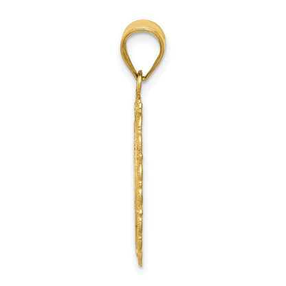 14K Gelbgold massiver satiniert-polierter Steinbock-Sternzeichen-Anhänger oval