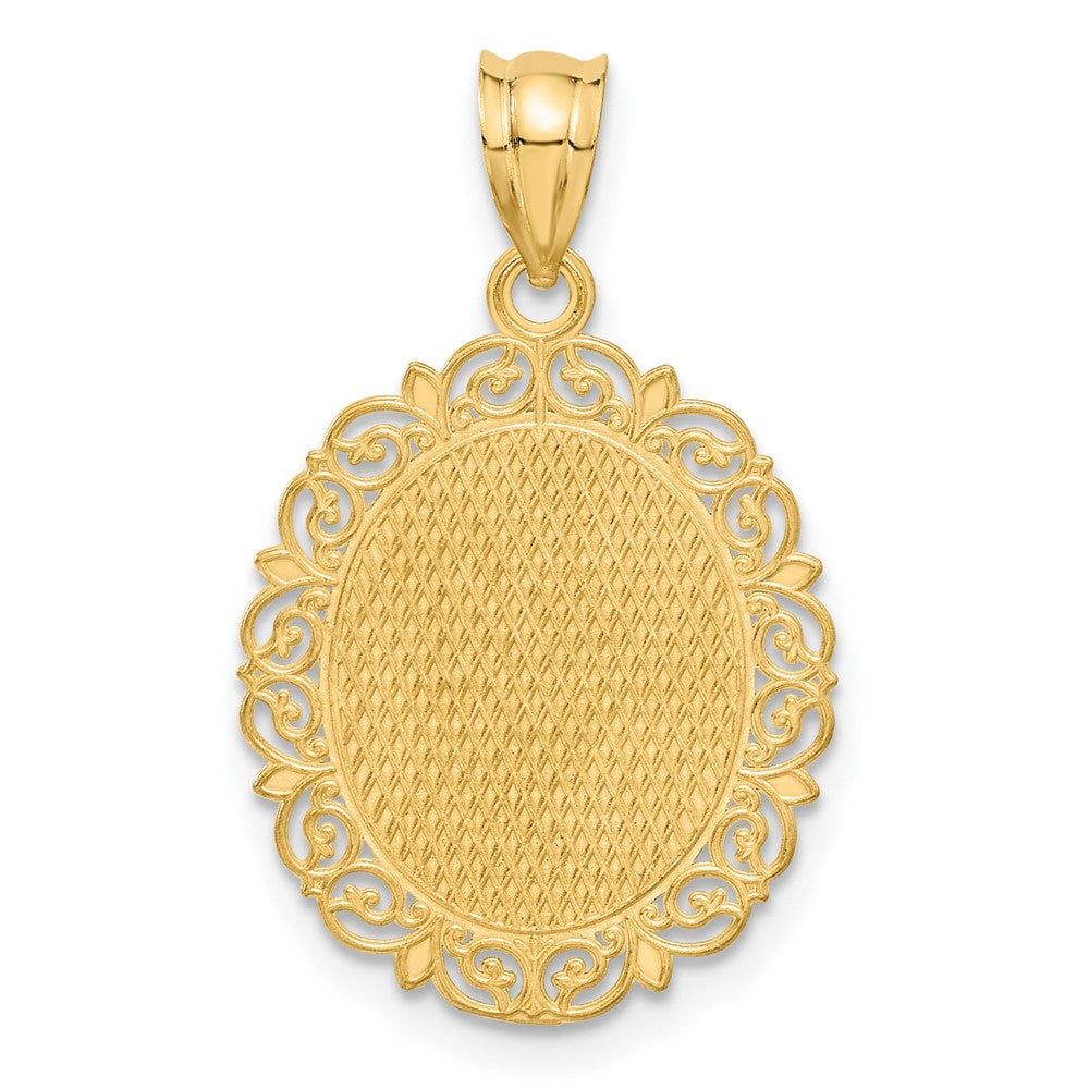 14K Gelbgold massiver satiniert-polierter Steinbock-Sternzeichen-Anhänger oval