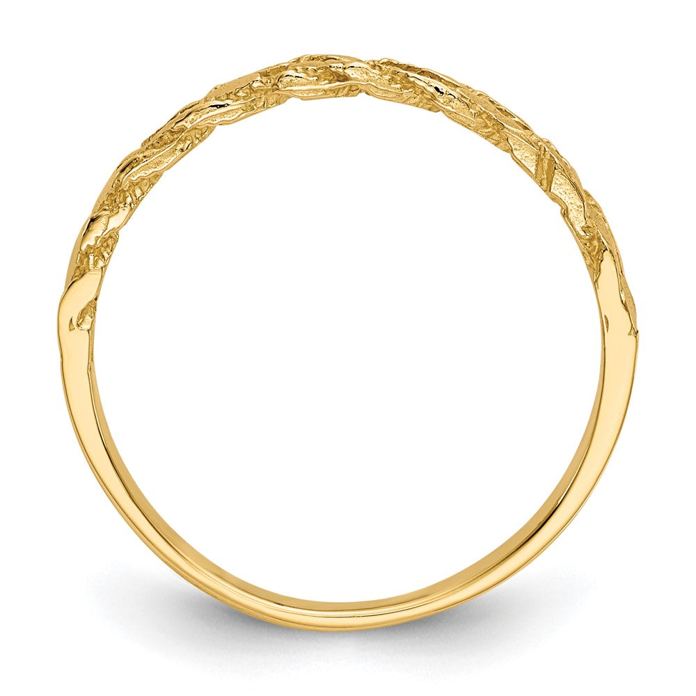 14K Gelbgold Ring mit diamantgeschliffenem Kordelmuster