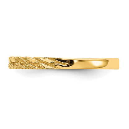 14K Gelbgold Ring mit diamantgeschliffenem Kordelmuster