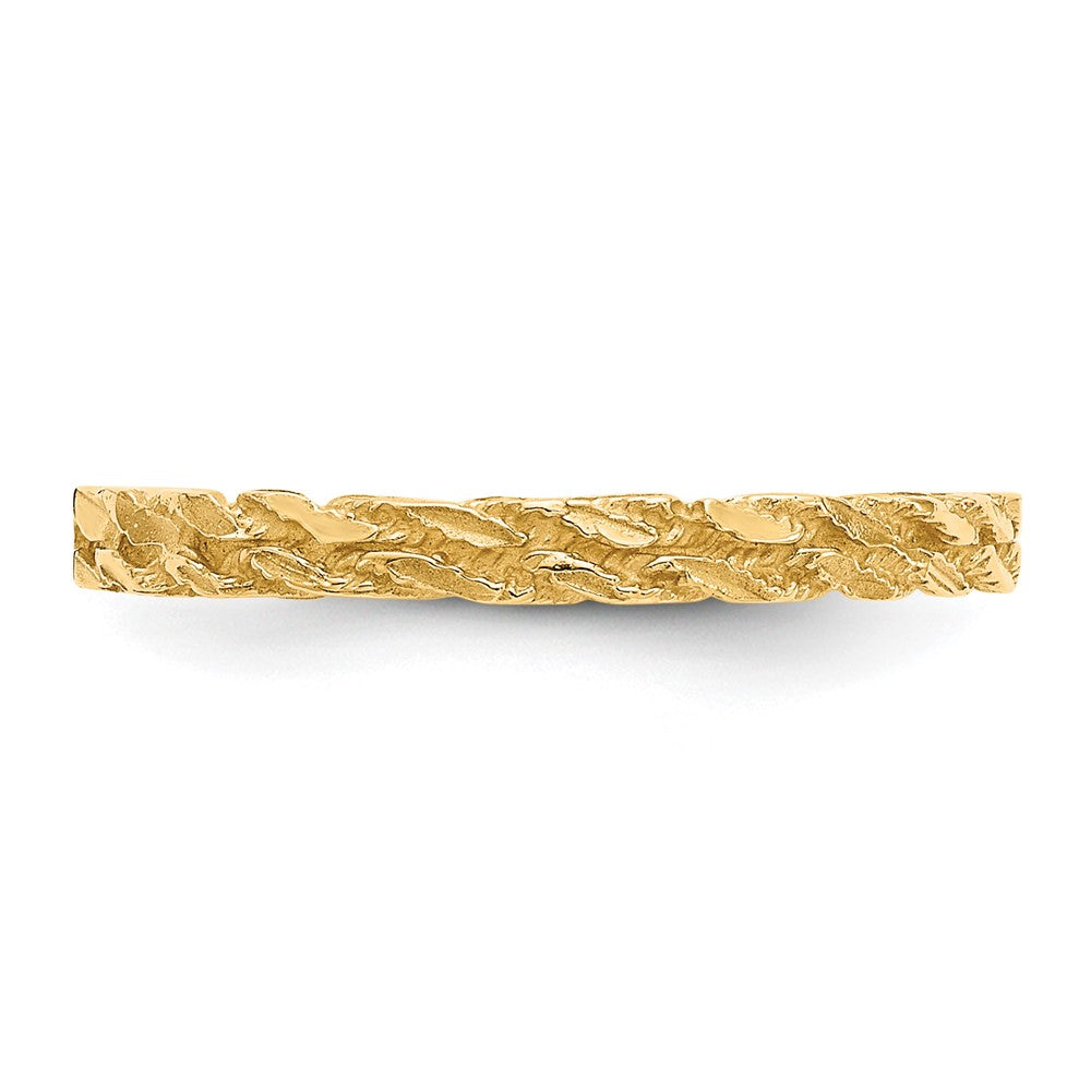 14K Gelbgold Ring mit diamantgeschliffenem Kordelmuster