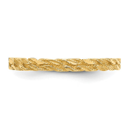 14K Gelbgold Ring mit diamantgeschliffenem Kordelmuster