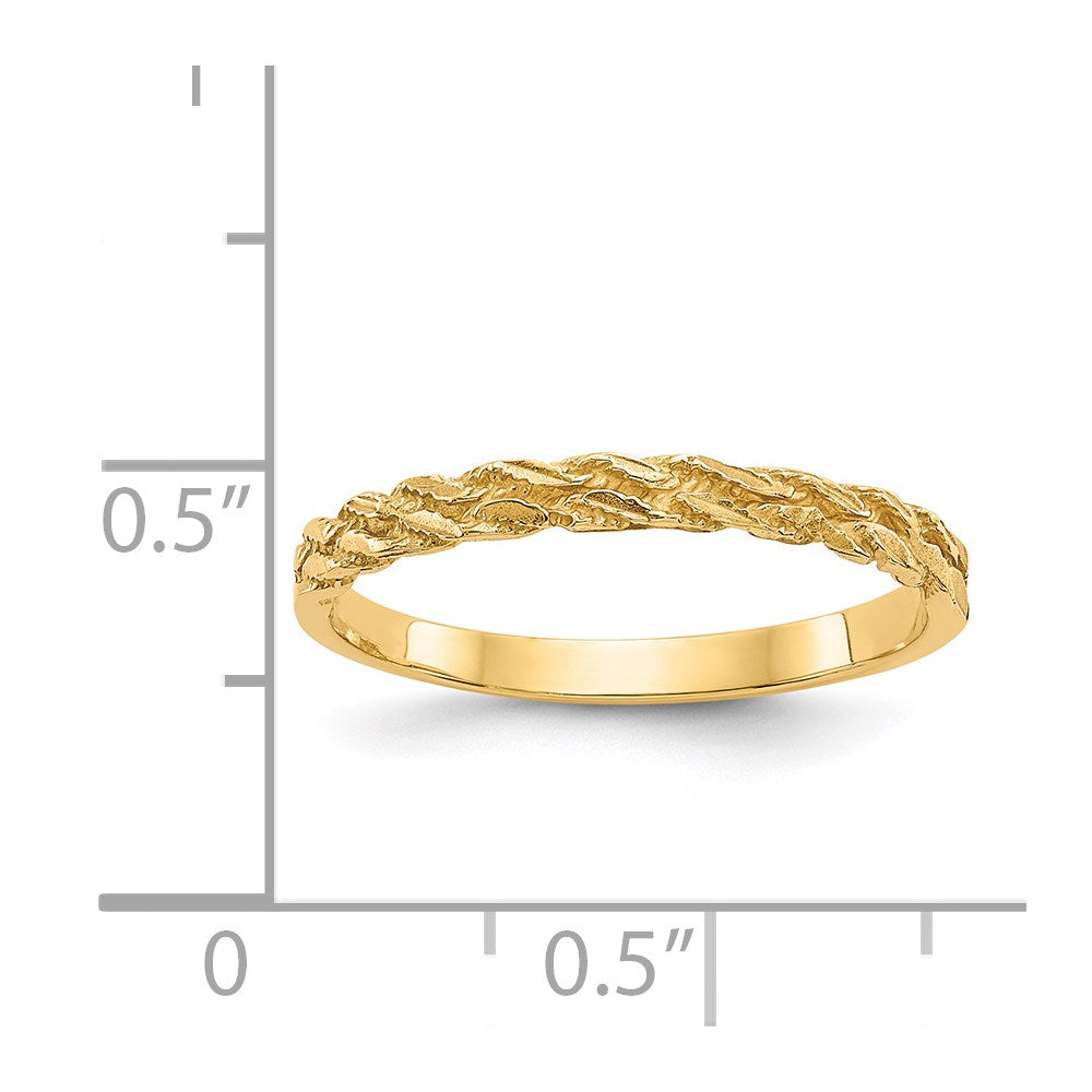14K Gelbgold Ring mit diamantgeschliffenem Kordelmuster