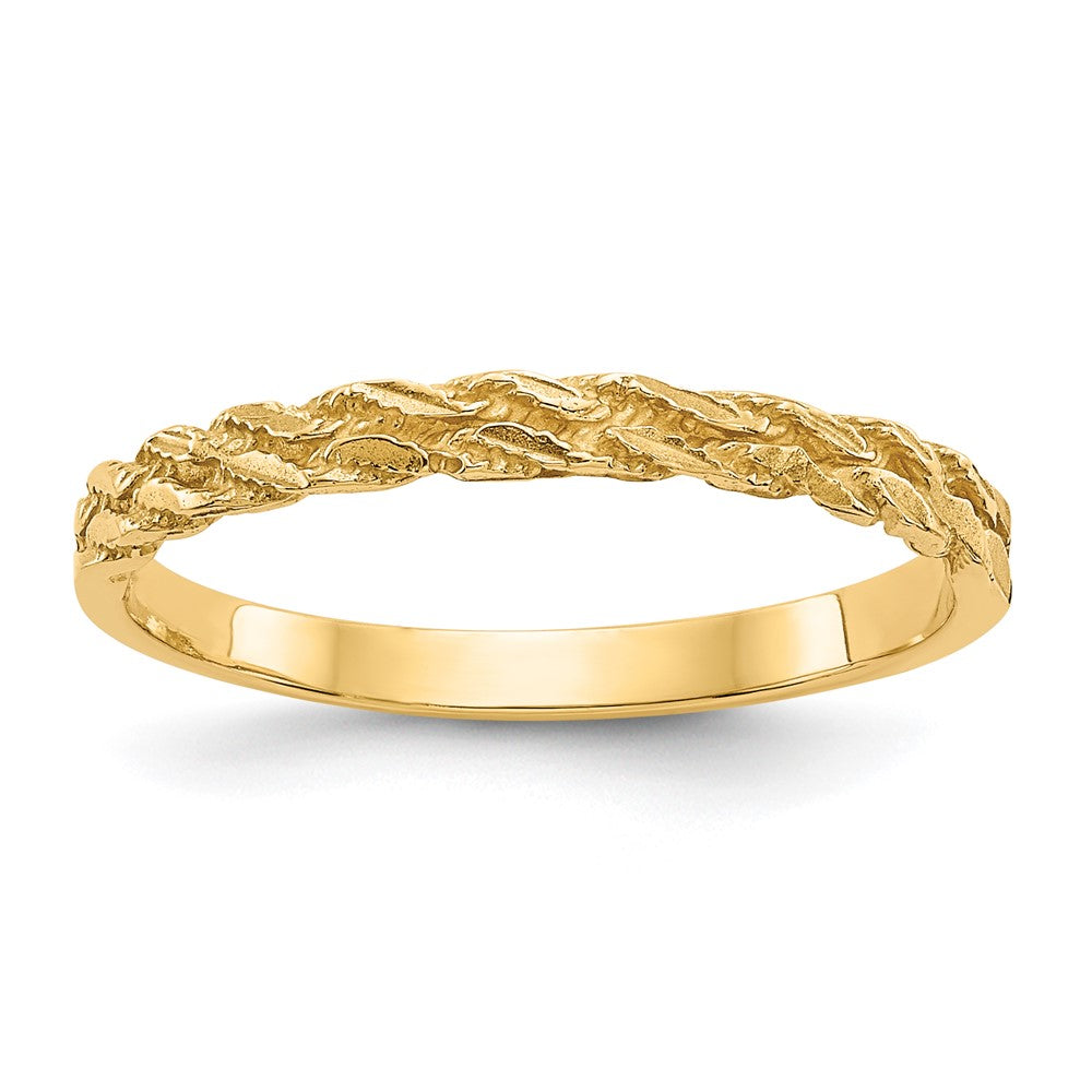 14K Gelbgold Ring mit diamantgeschliffenem Kordelmuster
