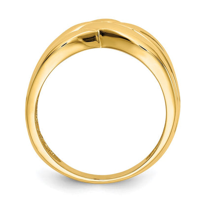 14K Gelbgold Ring mit hochglanzpoliertem, geflochtenem Domdesign