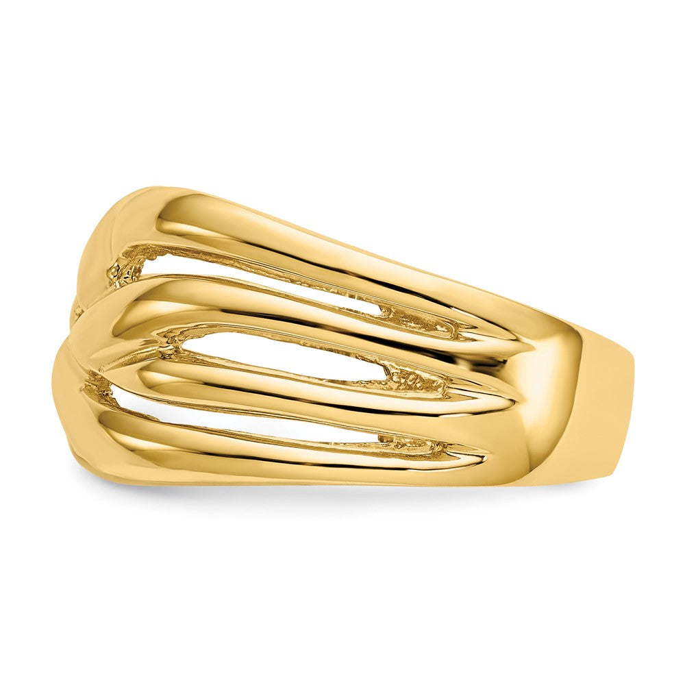 14K Gelbgold Ring mit hochglanzpoliertem, geflochtenem Domdesign