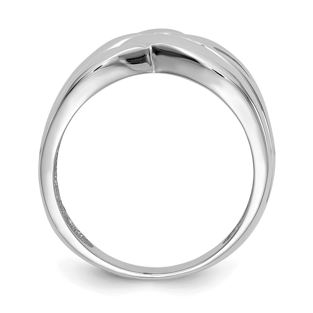 14K Weißgold Hoch Poliert Geflochten Kuppel Ring