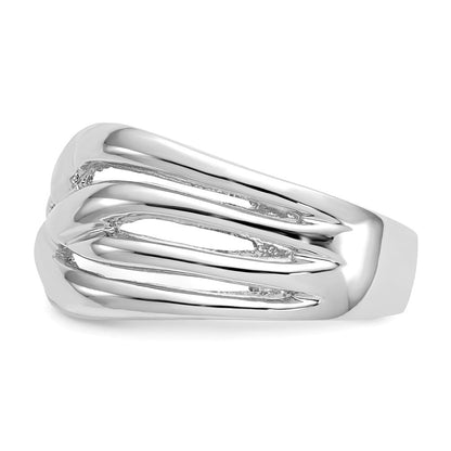 14K Weißgold Hoch Poliert Geflochten Kuppel Ring