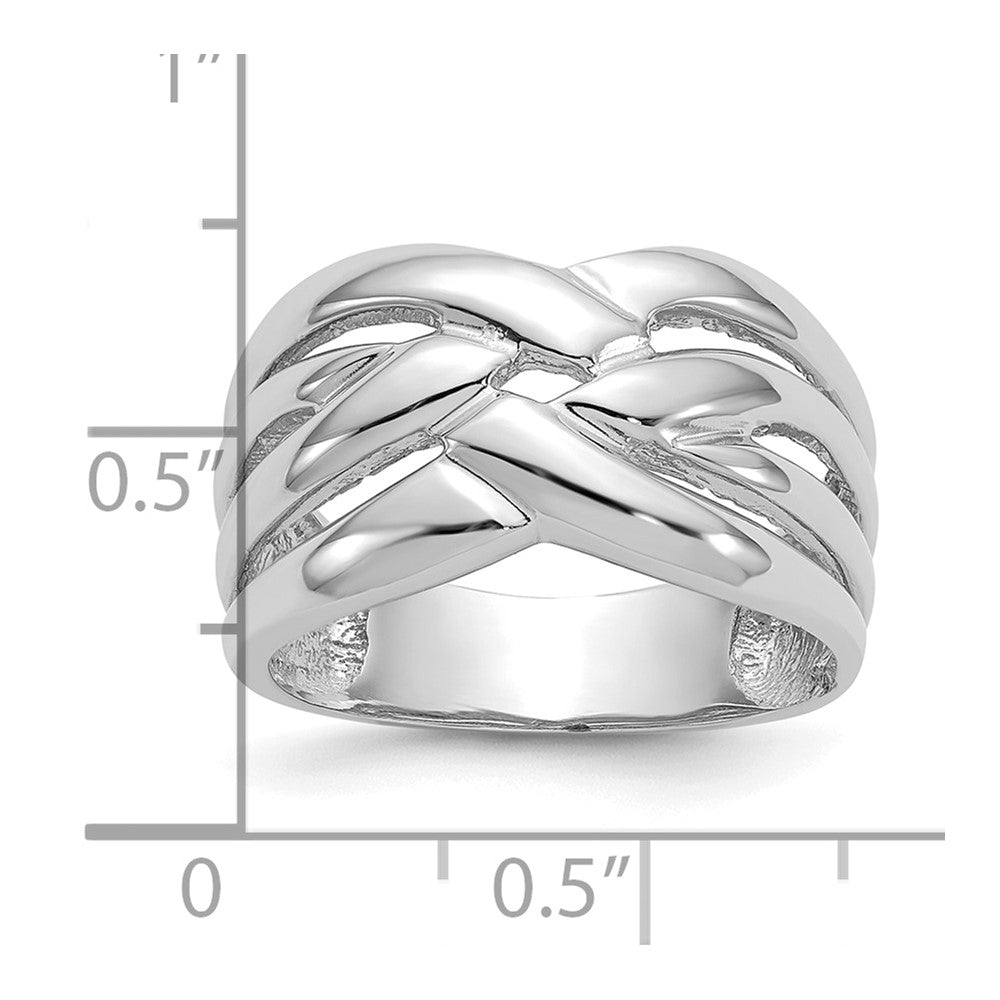 14K Weißgold Hoch Poliert Geflochten Kuppel Ring