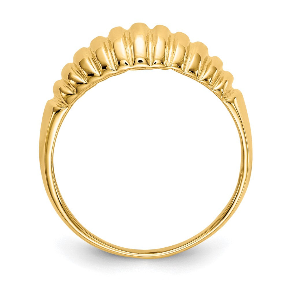 14K Gelbgold Ring mit gerippter Wölbung, hochglanzpoliert