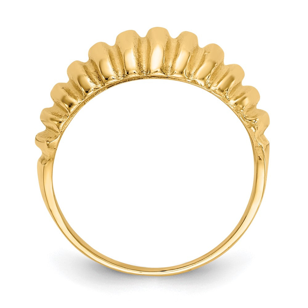 14K Gelbgold hochglanzpolierter gerippter Ring mit Wölbung