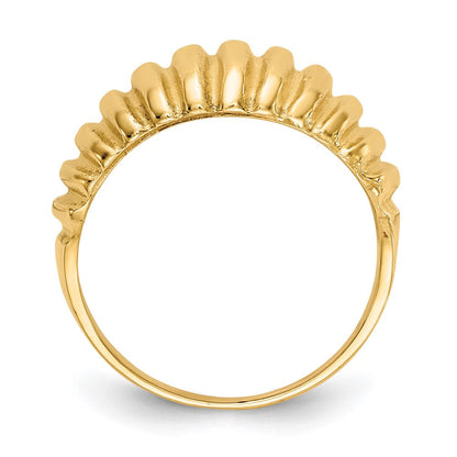 14K Gelbgold hochglanzpolierter gerippter Ring mit Wölbung