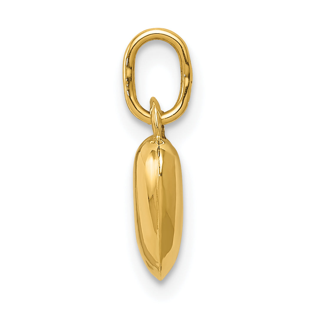14K Gelbgold Poliert 3-d Gewölbt Herz Charm