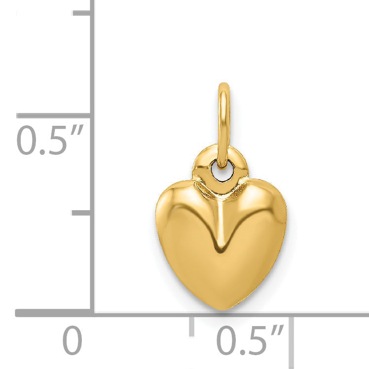 14K Gelbgold Poliert 3-d Gewölbt Herz Charm