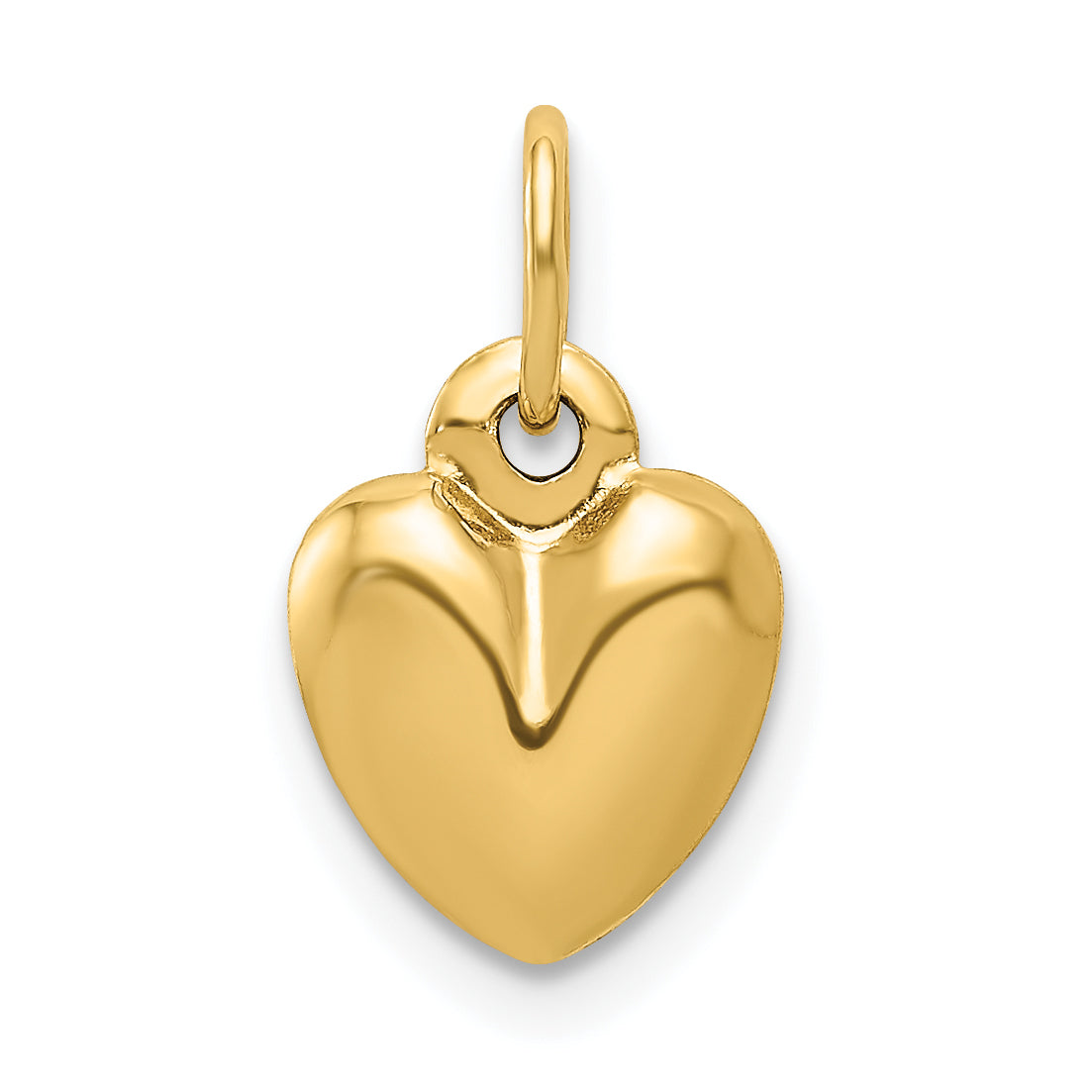 14K Gelbgold Poliert 3-d Gewölbt Herz Charm