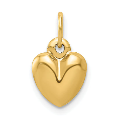 14K Gelbgold Poliert 3-d Gewölbt Herz Charm