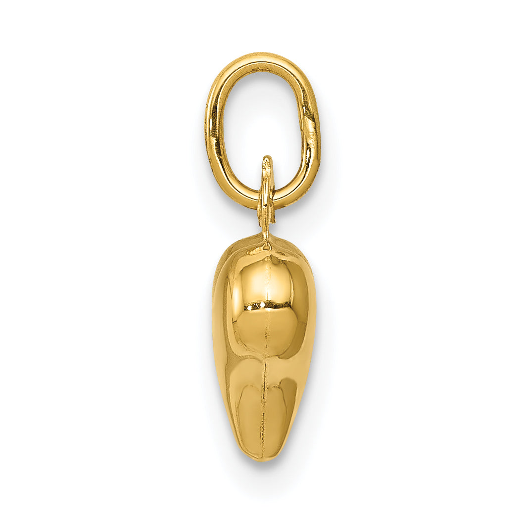14K Gelbgold Poliert 3-d Gewölbt Herz Charm