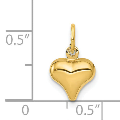 14K Gelbgold Poliert 3-d Gewölbt Herz Charm