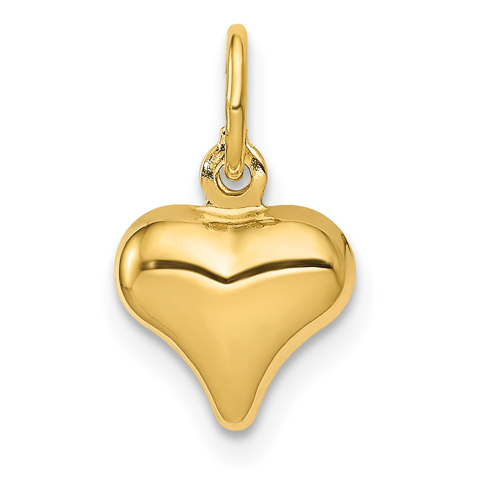 14K Gelbgold Poliert 3-d Gewölbt Herz Charm