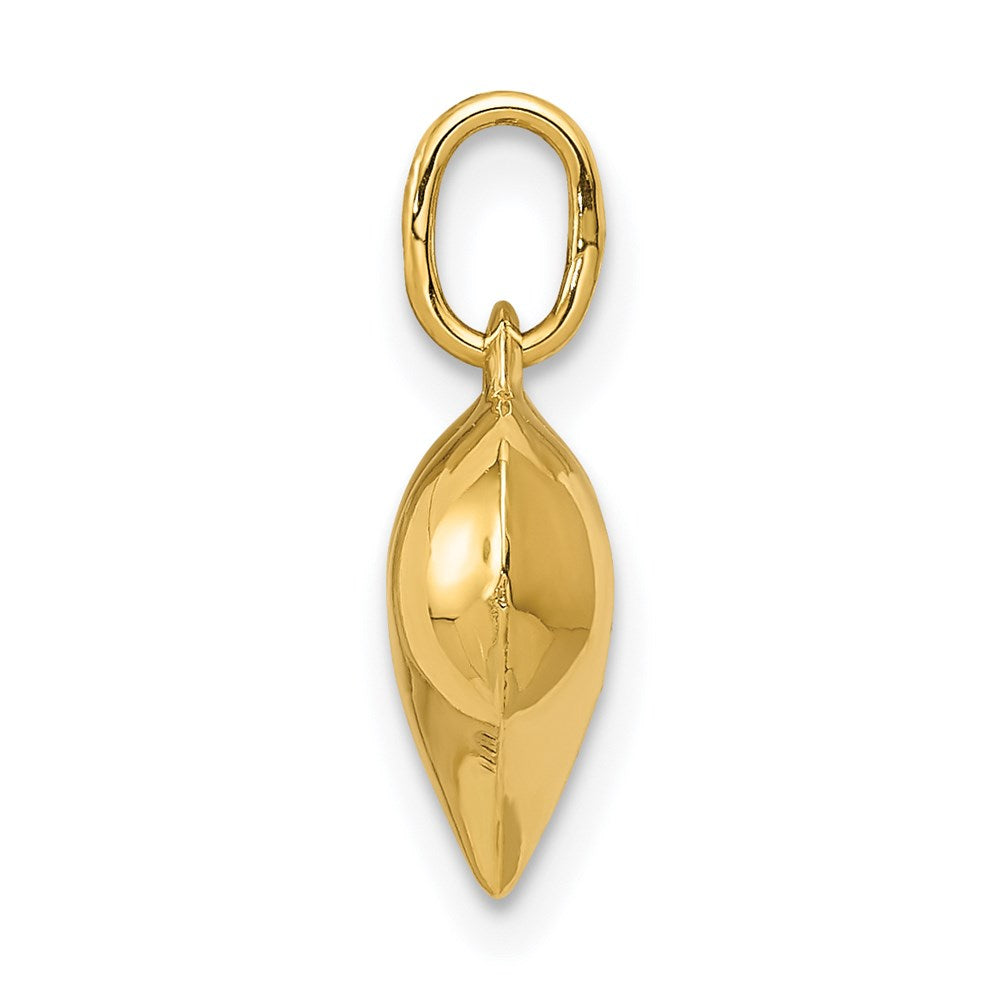 14K Gelbgold Poliert 3-d Diamantiert Gewölbt Herz Charm