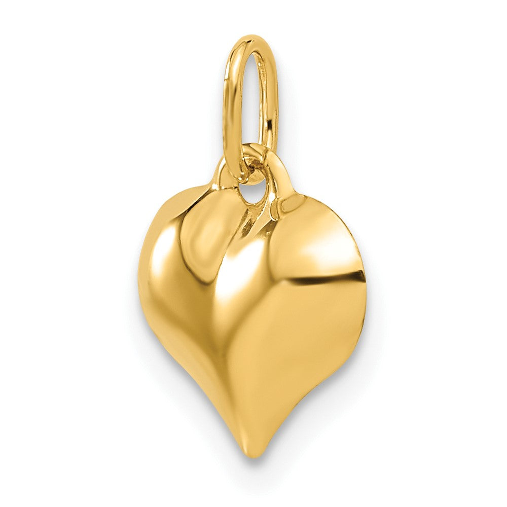 14K Gelbgold Poliert 3-d Gewölbt Herz Anhänger
