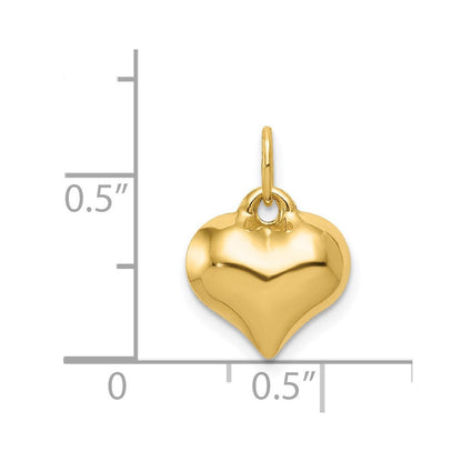 14K Gelbgold Poliert 3-d Gewölbt Herz Anhänger