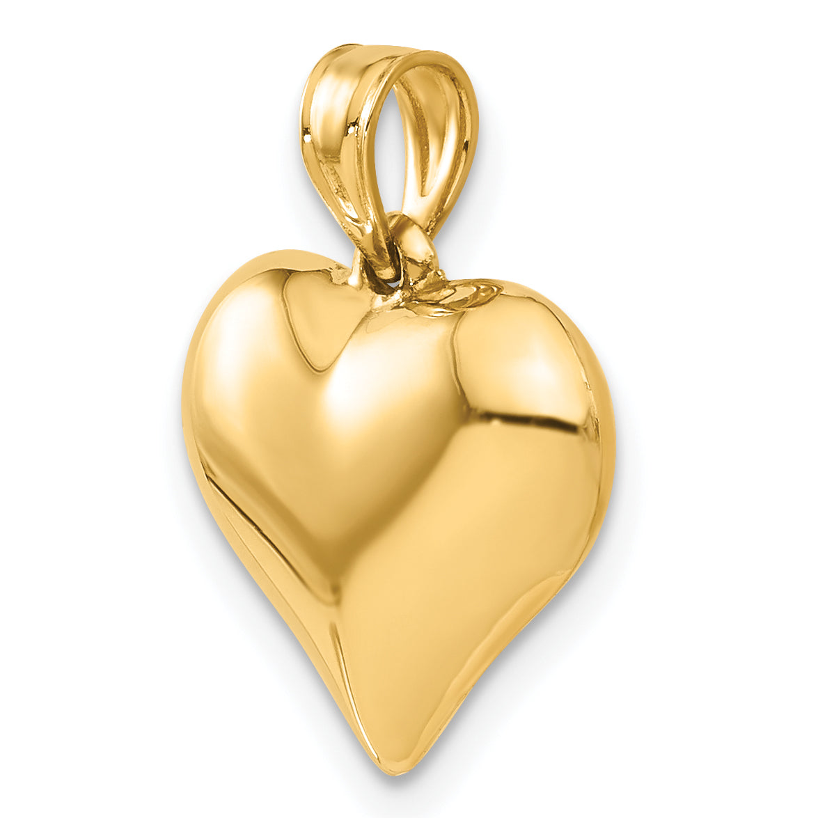 14K Gelbgold Poliert 3-d Gewölbt Herz Anhänger