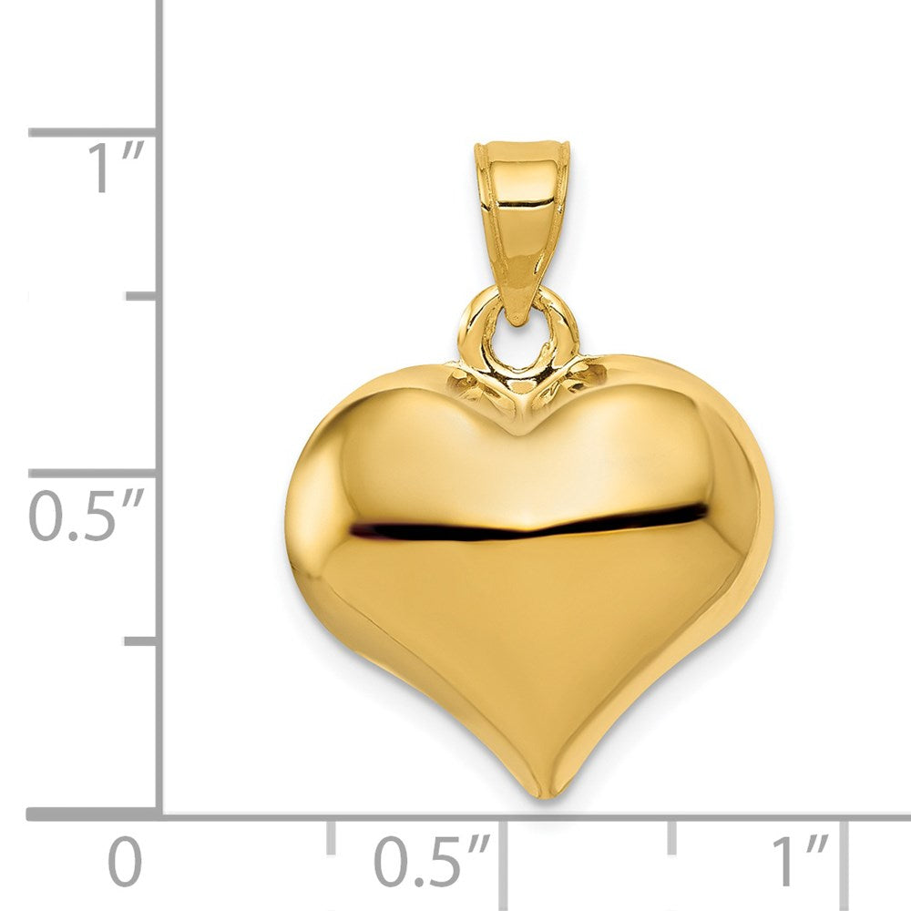 14K Gelbgold Poliert 3-d Gewölbt Herz Anhänger