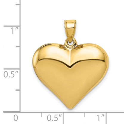 14K Gelbgold Poliert 3-D Gepolsterter Herz-Anhänger