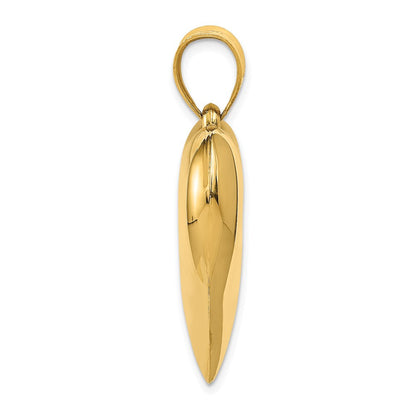 14K Gelbgold Polierter 3-D Gewölbter Herz-Anhänger
