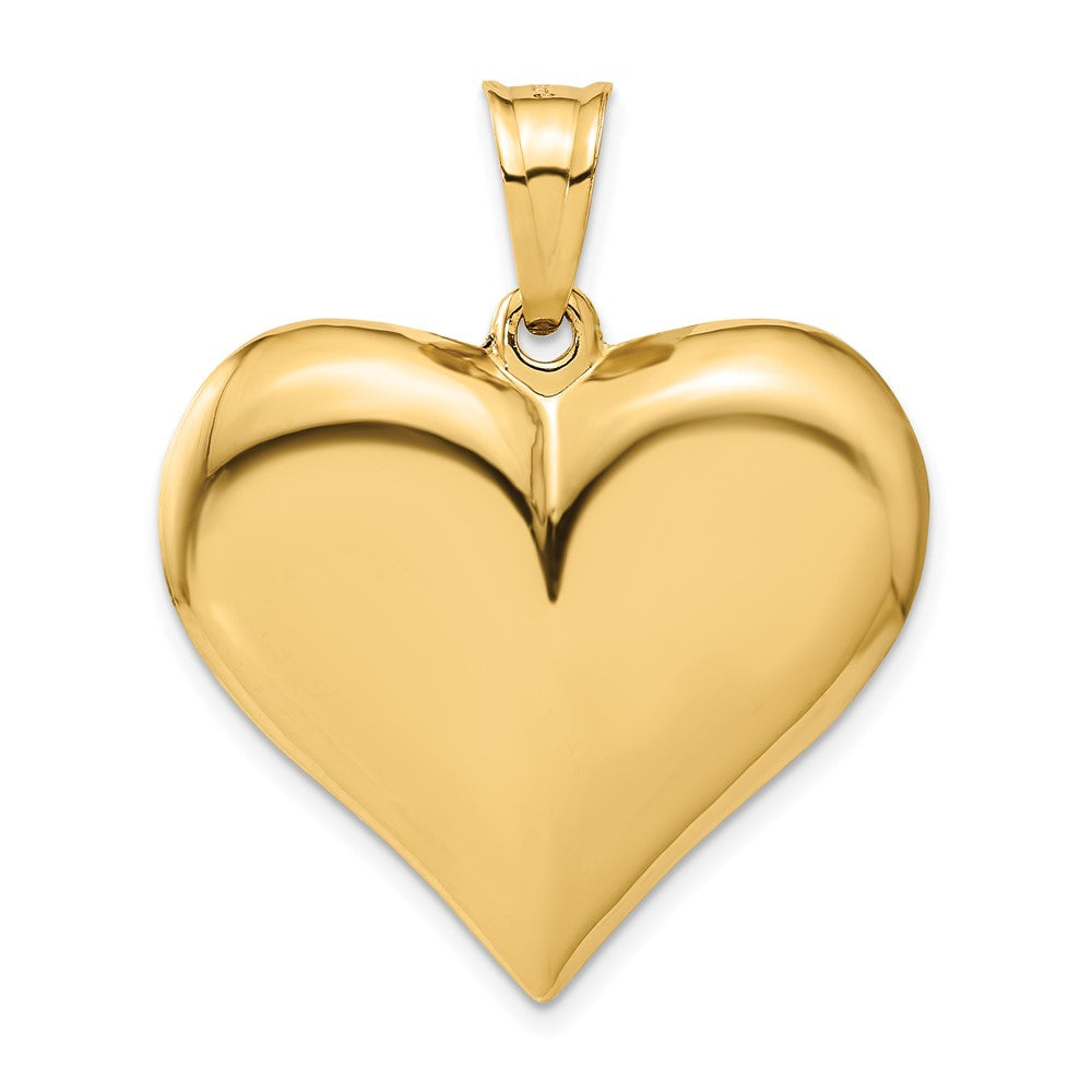 14K Gelbgold Polierter 3-D Gewölbter Herz-Anhänger