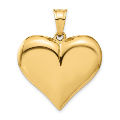 14K Gelbgold Polierter 3-D Gewölbter Herz-Anhänger