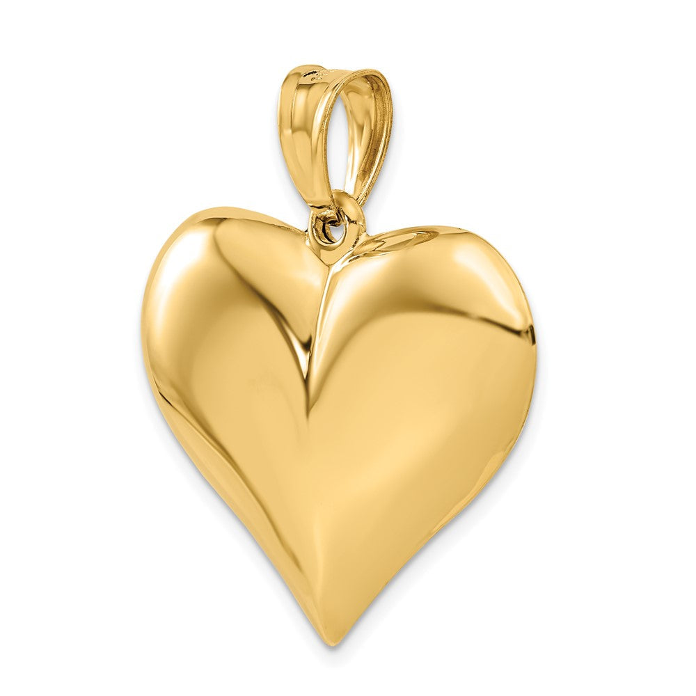 14K Gelbgold Polierter 3-D Gewölbter Herz-Anhänger