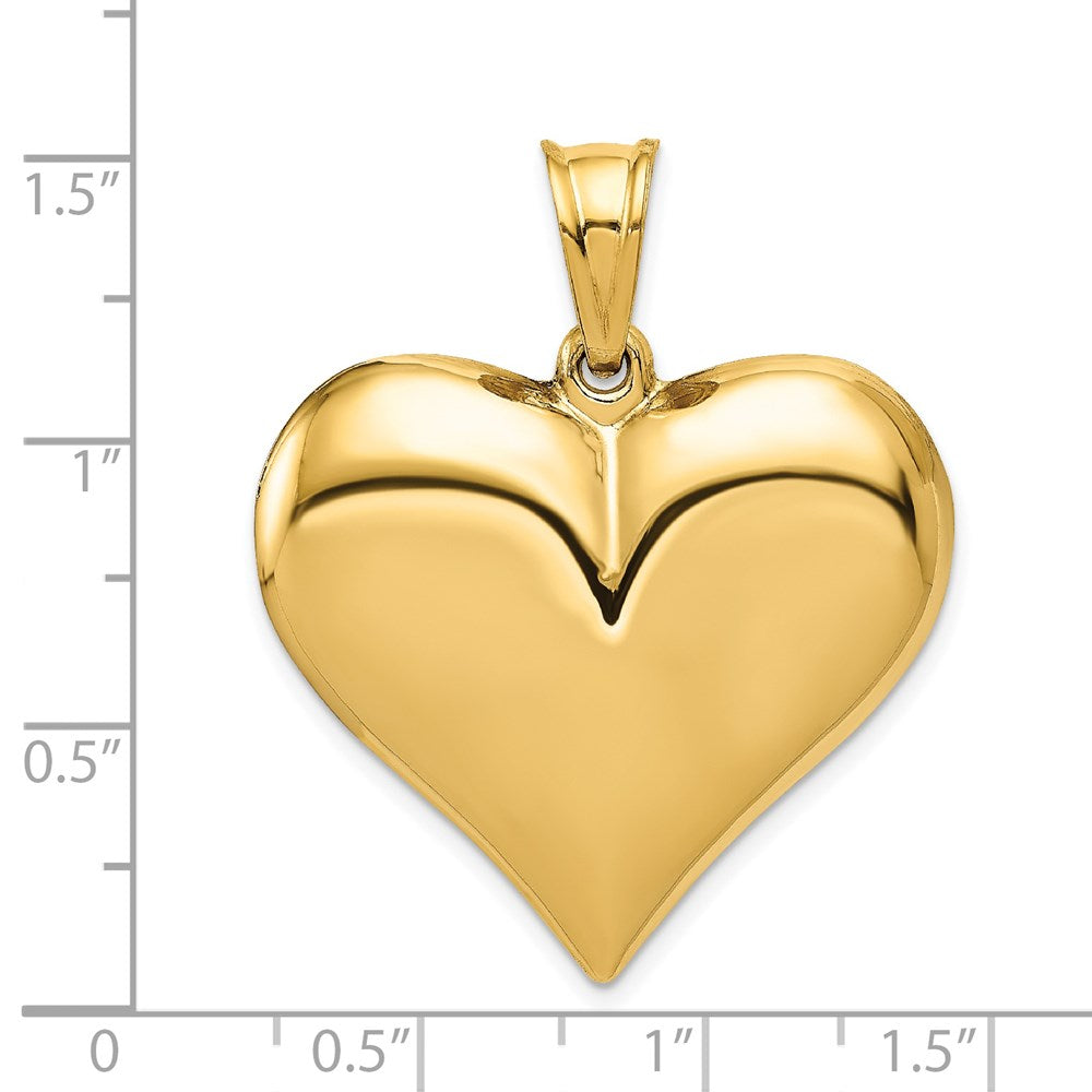 14K Gelbgold Polierter 3-D Gewölbter Herz-Anhänger