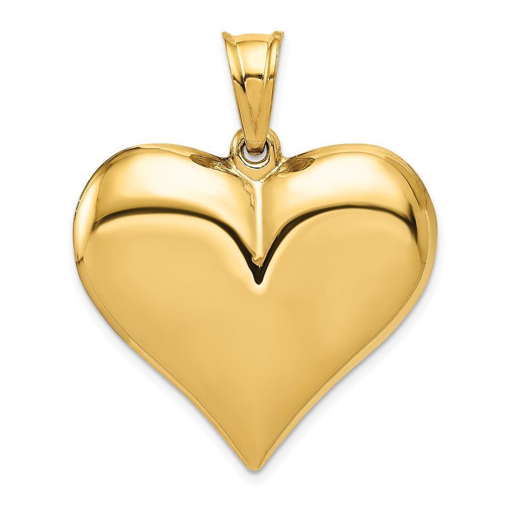 14K Gelbgold Polierter 3-D Gewölbter Herz-Anhänger