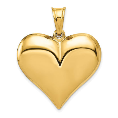14K Gelbgold Polierter 3-D Gewölbter Herz-Anhänger