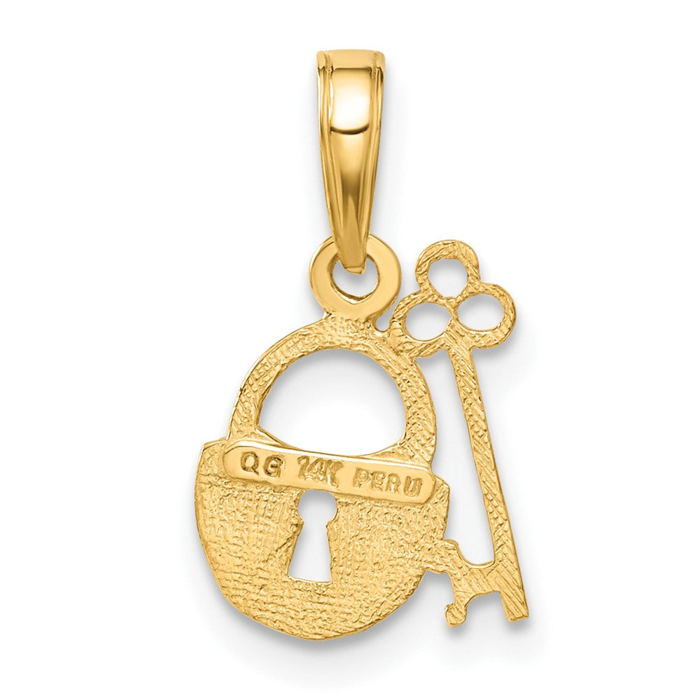 14K Gelbgold Poliert Key und Schloss Charm