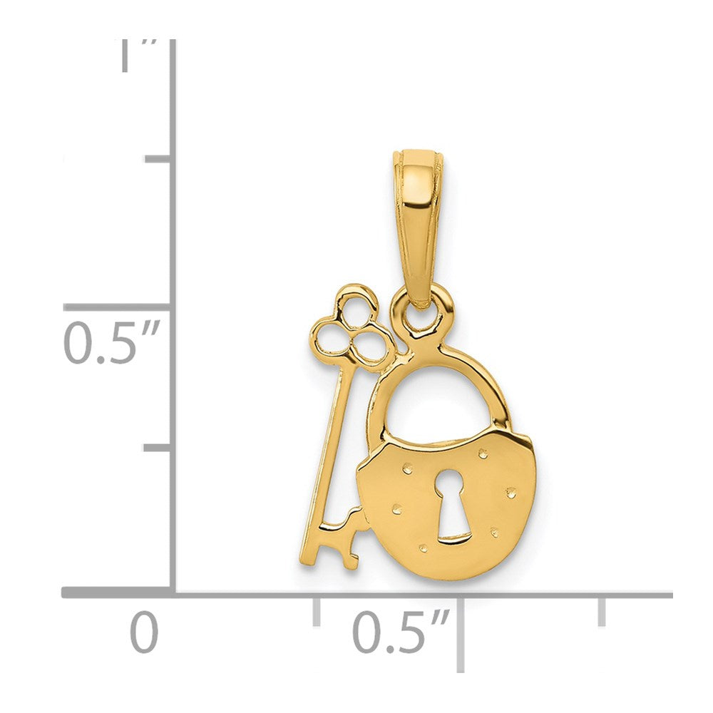 14K Gelbgold Poliert Key und Schloss Charm