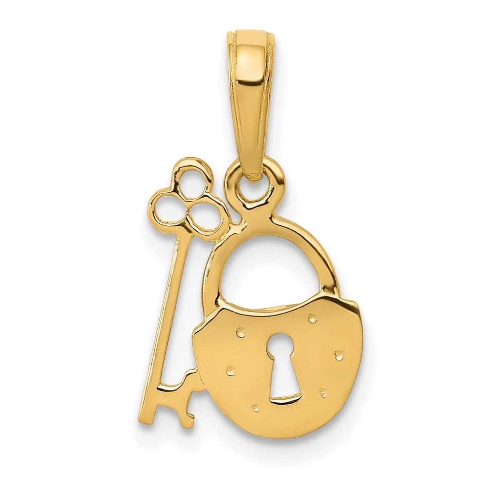 14K Gelbgold Poliert Key und Schloss Charm