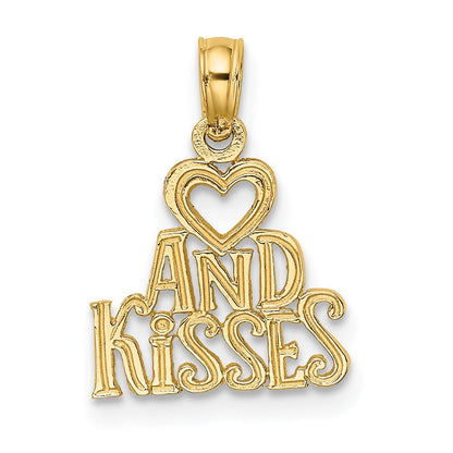 14K Gelbgold Herz und Kisses Charm